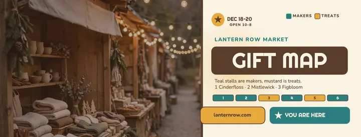 Lantern Row Market gift map directory cover template