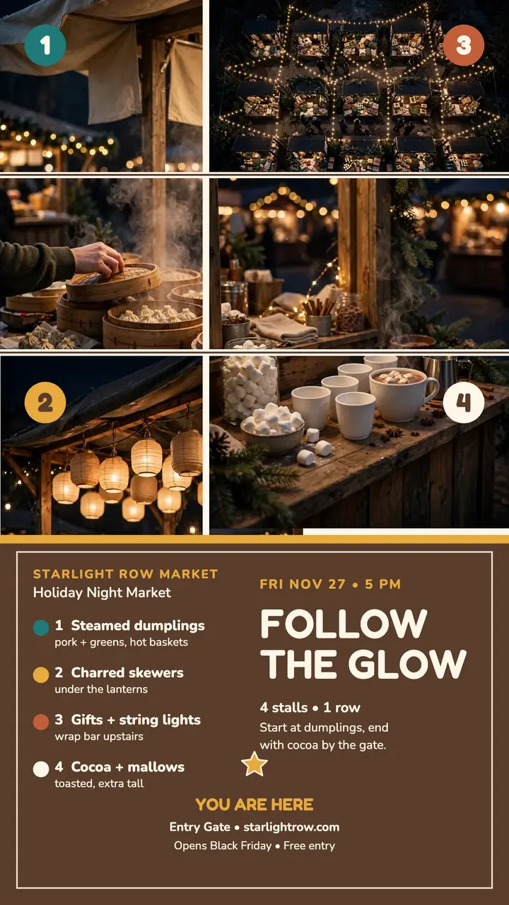 Starlight Row holiday market map story template
