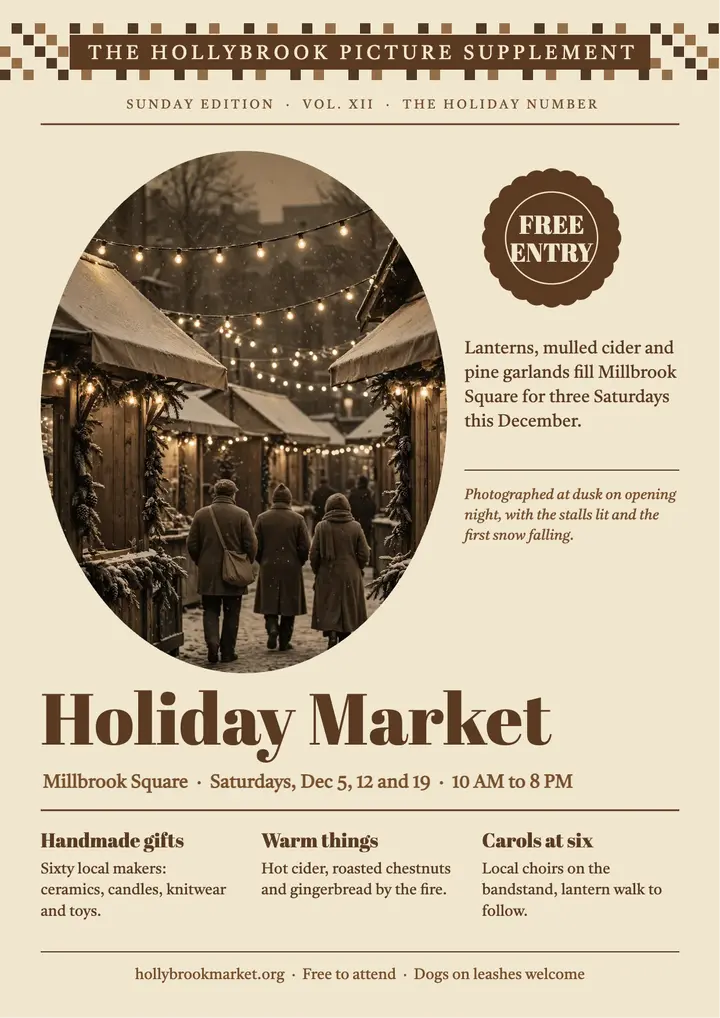 Hollybrook holiday market supplement flyer template
