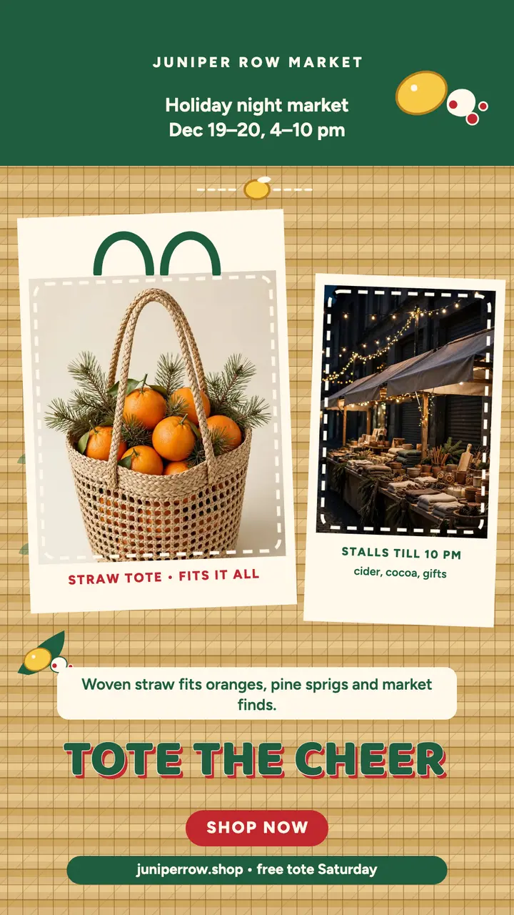 Juniper Row Holiday Market Tote Story template