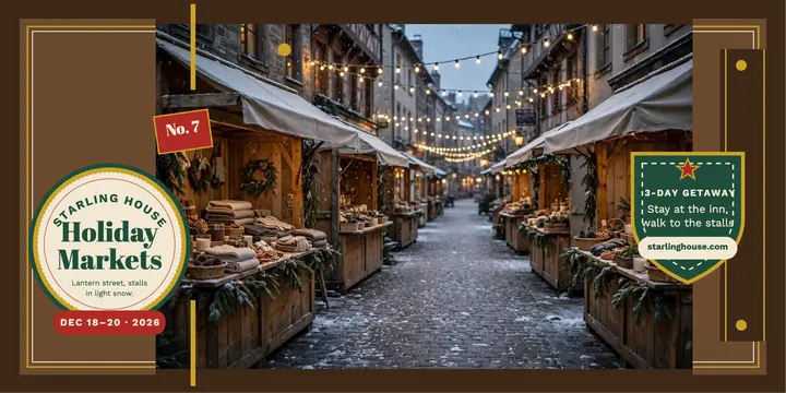 Starling House holiday market getaway post template
