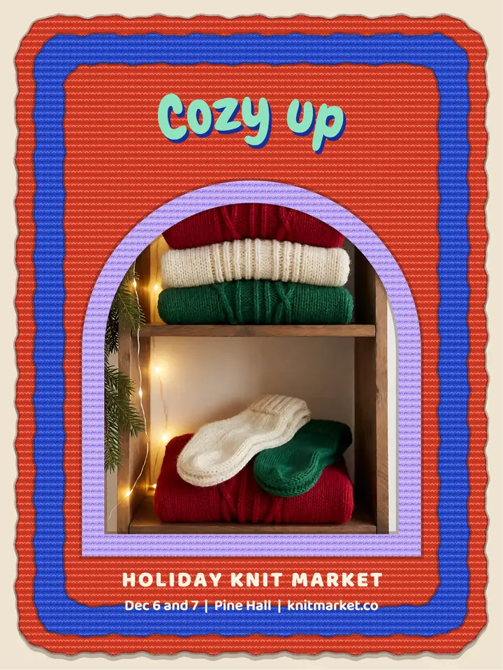 Cozy Up holiday knit market portrait: holiday market instagram post template