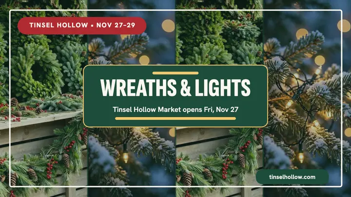 Tinsel Hollow wreaths and lights weave thumbnail template