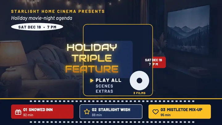 Starlight Home Cinema holiday triple feature thumbnail template
