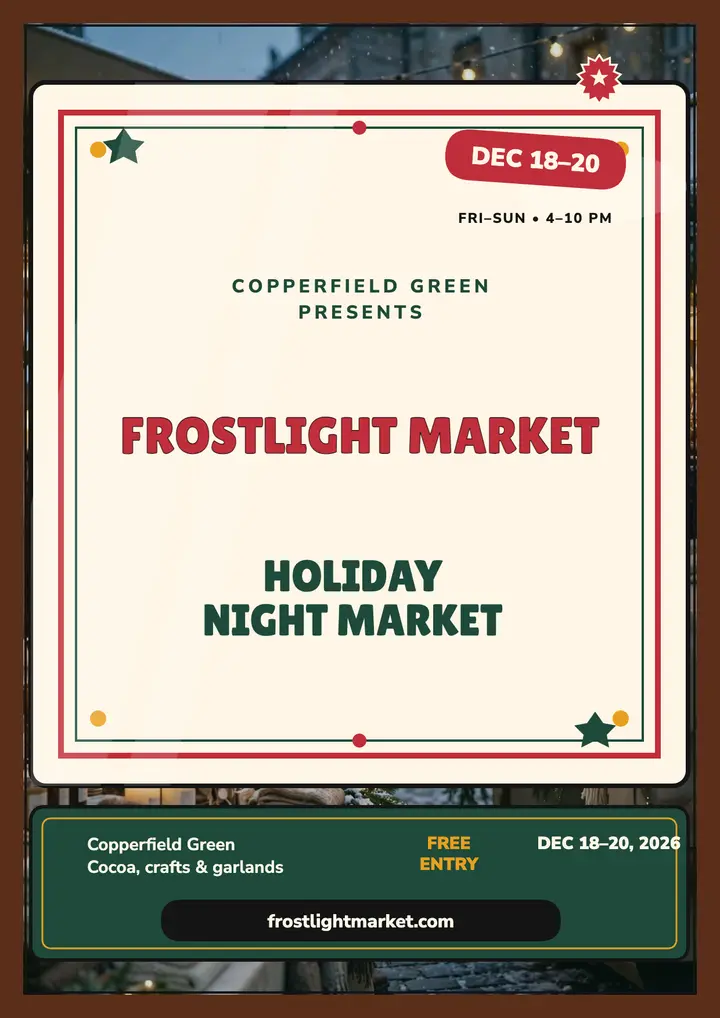 Frostlight Market holiday night market flyer template