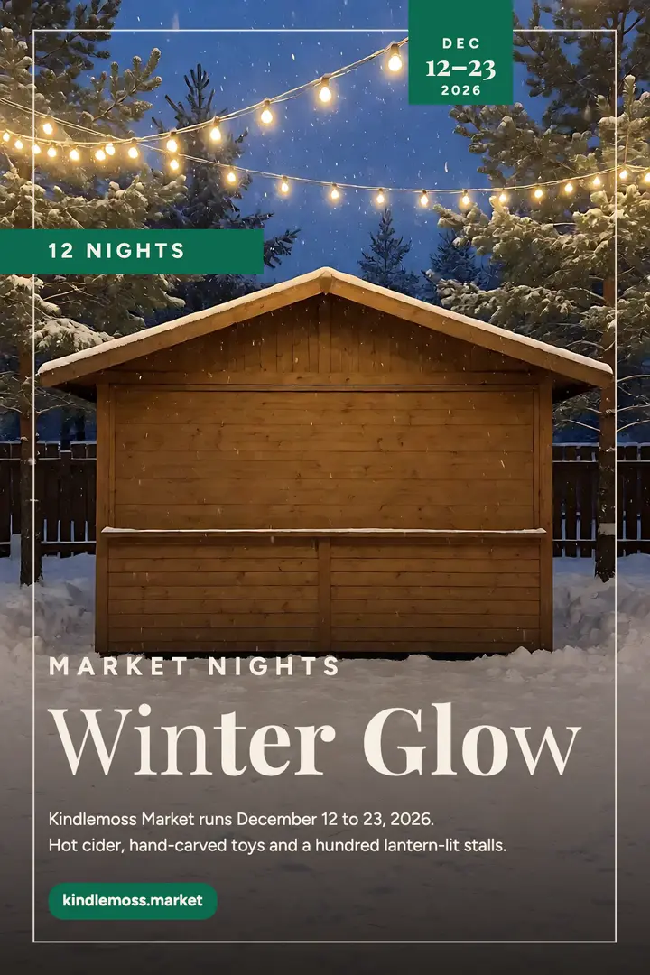 Kindlemoss Market winter night market poster template