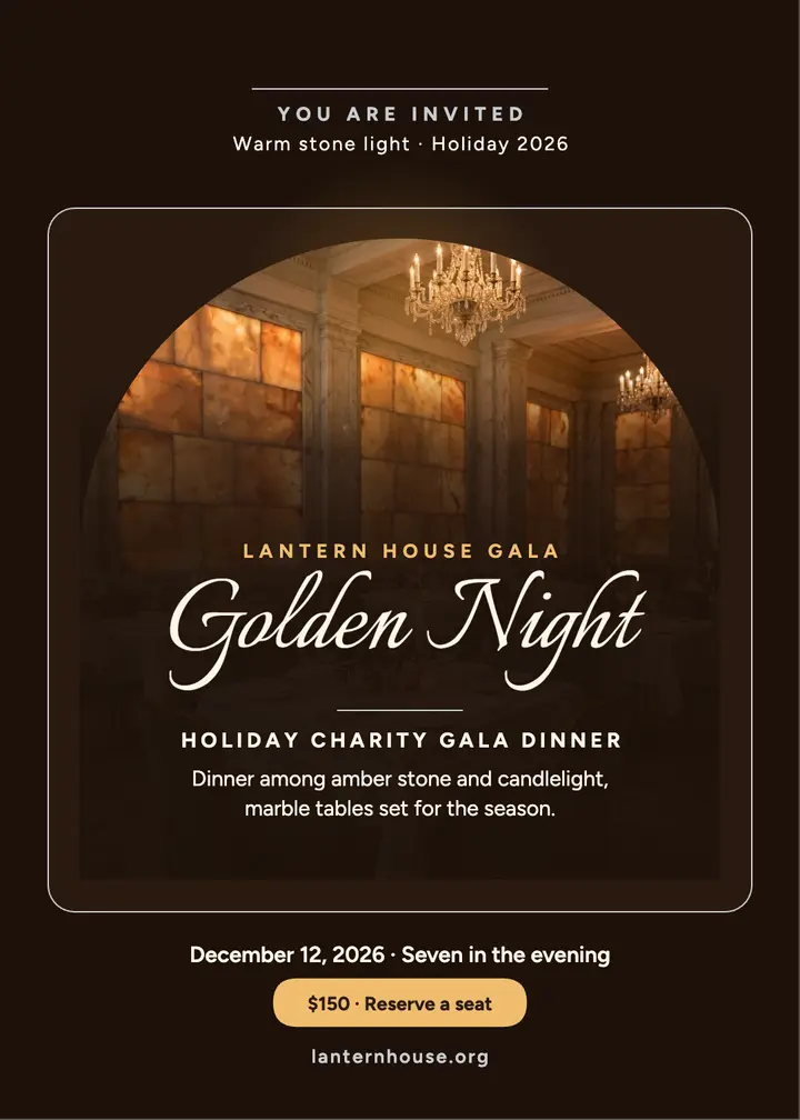 Lantern House holiday gala invitation template