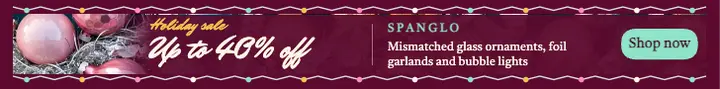 Spanglo holiday ornament sale leaderboard ad template