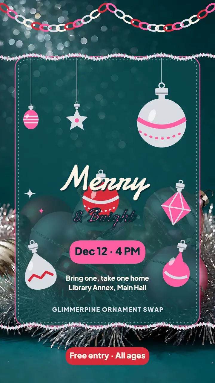 Glimmerpine ornament swap holiday story template