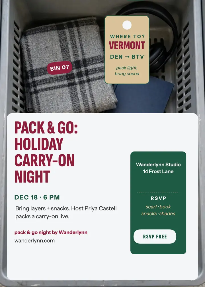 Pack and Go Night holiday packing invitation template
