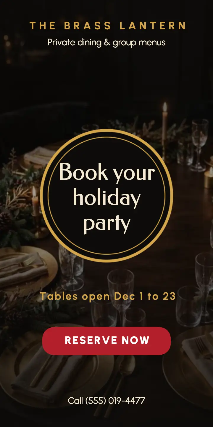 Holiday party booking ad template