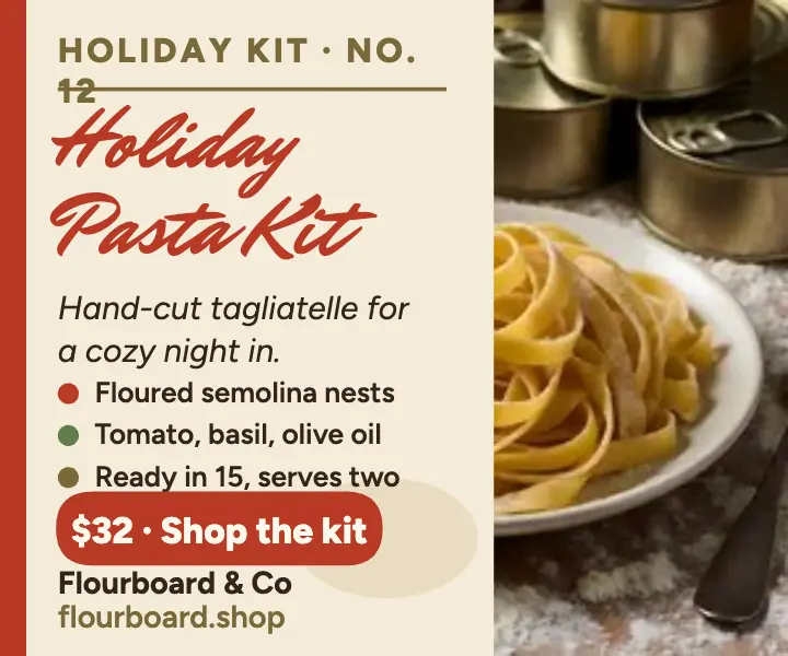 Flourboard Holiday Pasta Kit table ad template