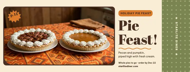 Starlite Diner holiday pie feast cover template