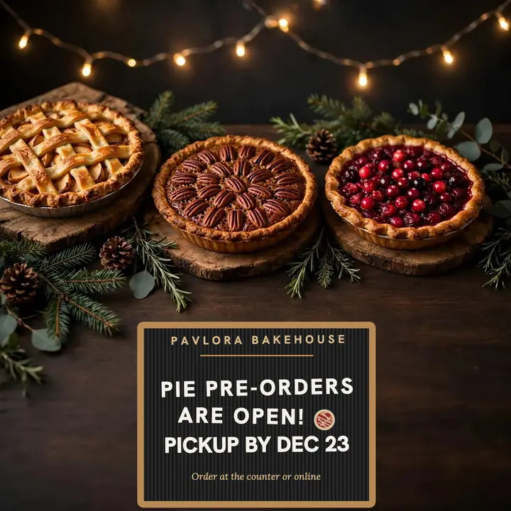 Pavlora Bakehouse holiday pie pre-order letterboard post template
