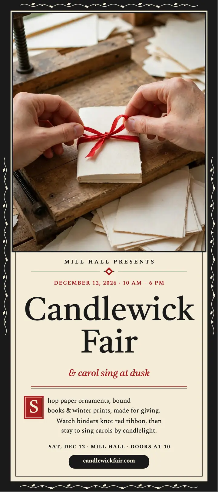 Candlewick Fair holiday rack card template