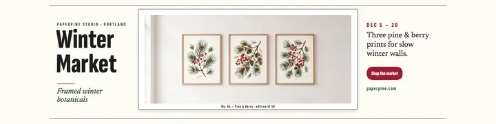 Paperpine winter market banner, framed prints template