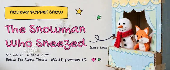 Holiday puppet show ticket, naive doodle template
