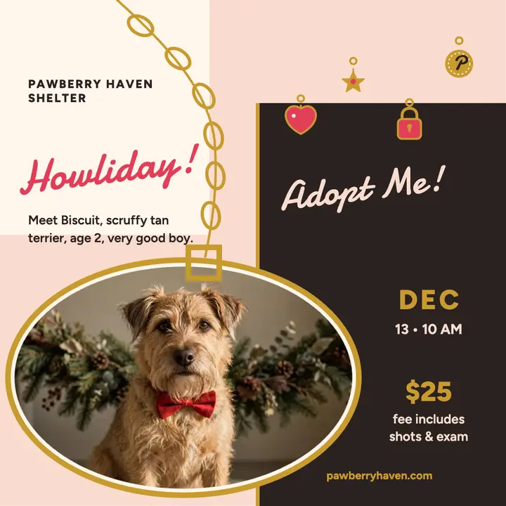 Pawberry Haven Howliday adoption post template
