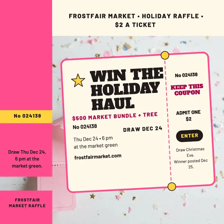 Frostfair Market holiday raffle ticket post template