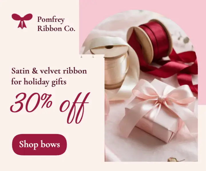 Pomfrey Ribbon Co. holiday bows ad template