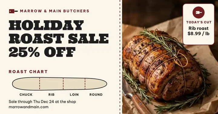 Marrow and Main holiday roast sale chart post template