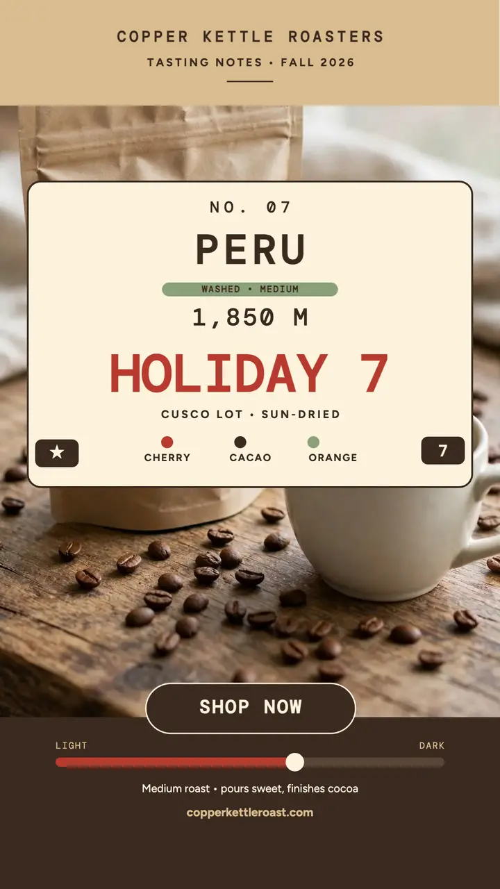 Copper Kettle holiday roast tasting story template