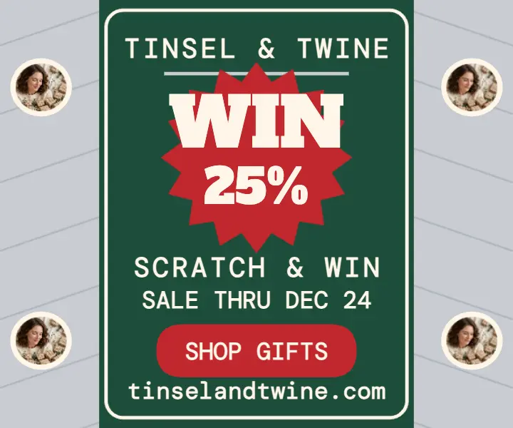 Tinsel and Twine holiday scratch ad template
