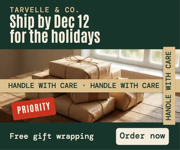 Tarvelle holiday ship-by deadline ad template