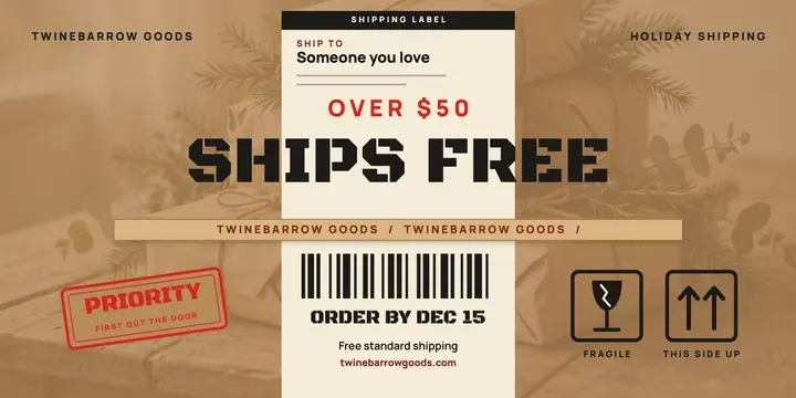 Twinebarrow Goods holiday free shipping post template
