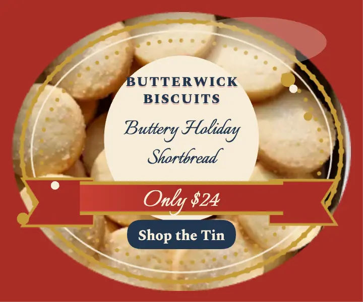 Butterwick holiday shortbread tin ad template