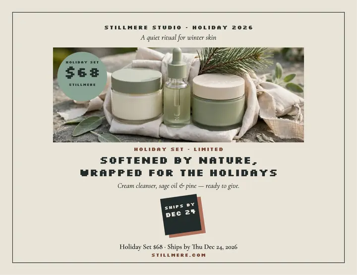 Stillmere holiday gift set flyer: holiday skincare gift flyer template
