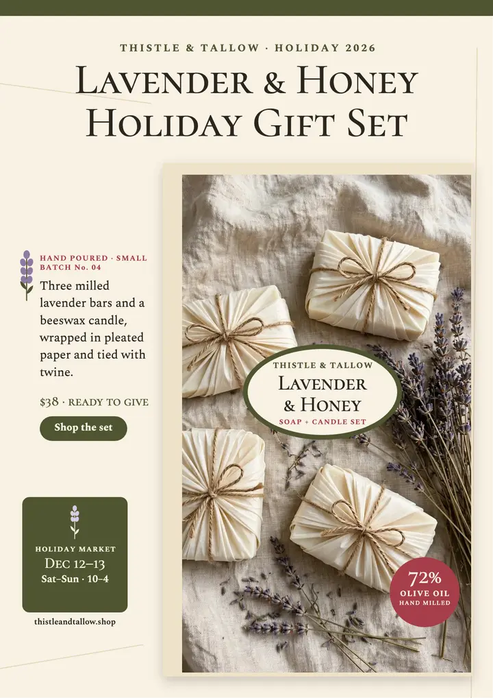 Thistle and Tallow holiday soap gift flyer template