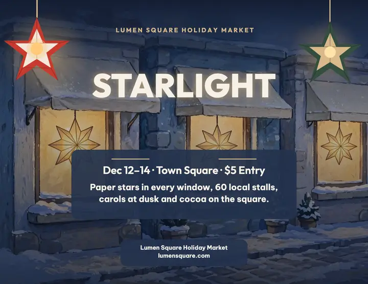 Lumen Square starlight holiday market flyer template