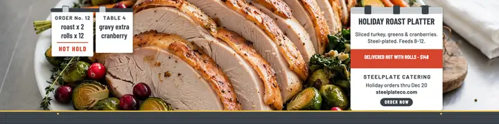 Steelplate holiday roast catering banner template