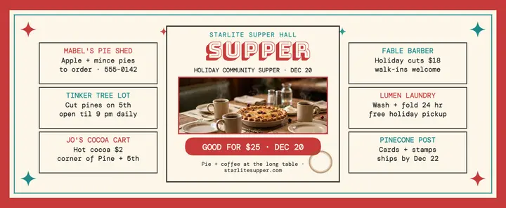 Starlite holiday supper placemat voucher template