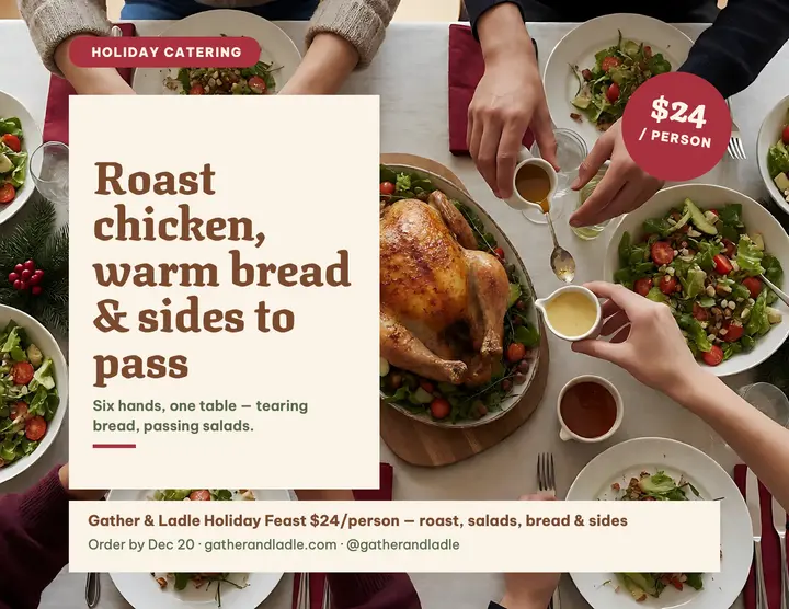 Gather and Ladle holiday feast flyer template