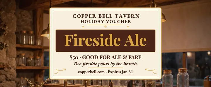 Copper Bell holiday tavern voucher template