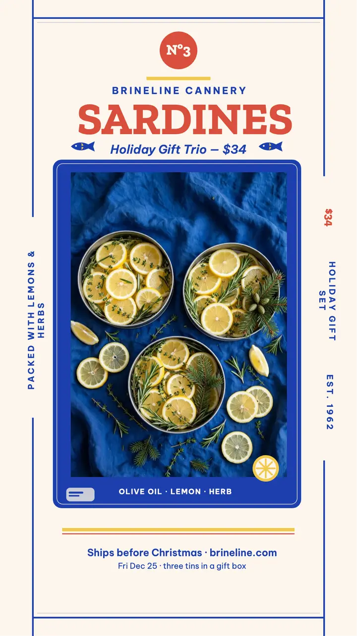 Brineline holiday tinned trio story template