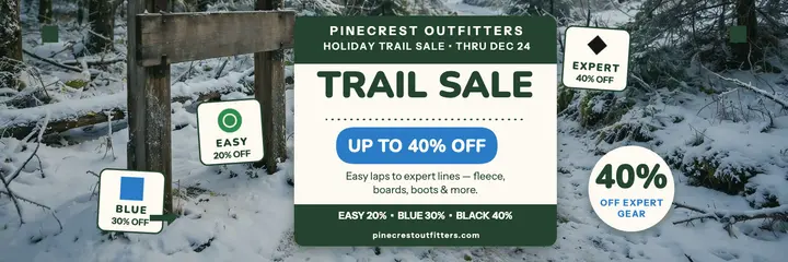 Pinecrest holiday trail sale header: holiday sale header template