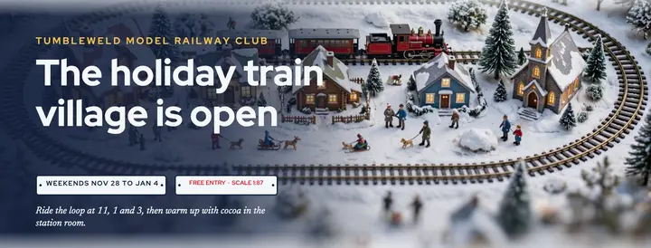 Tumbleweld holiday train village cover template