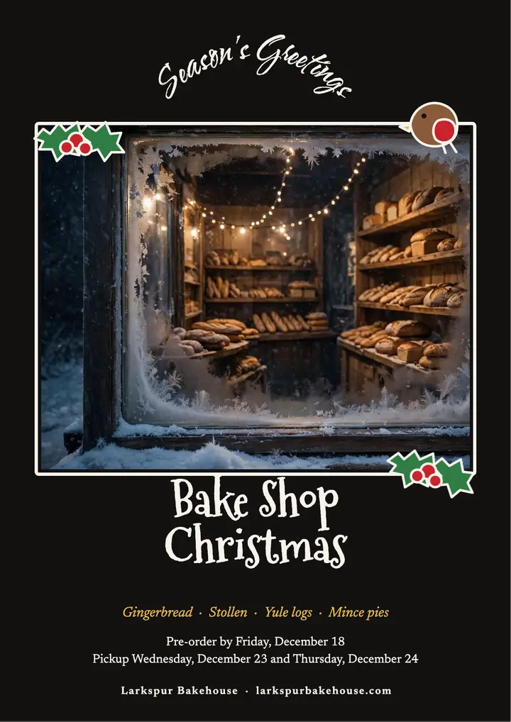 Larkspur Bakehouse holiday pre-order flyer template