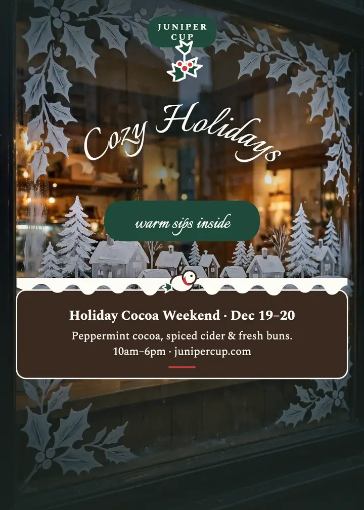 Juniper Cup holiday window invitation template
