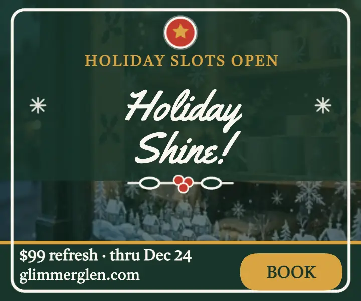 Glimmerglen holiday window refresh ad: holiday cleaning ad template