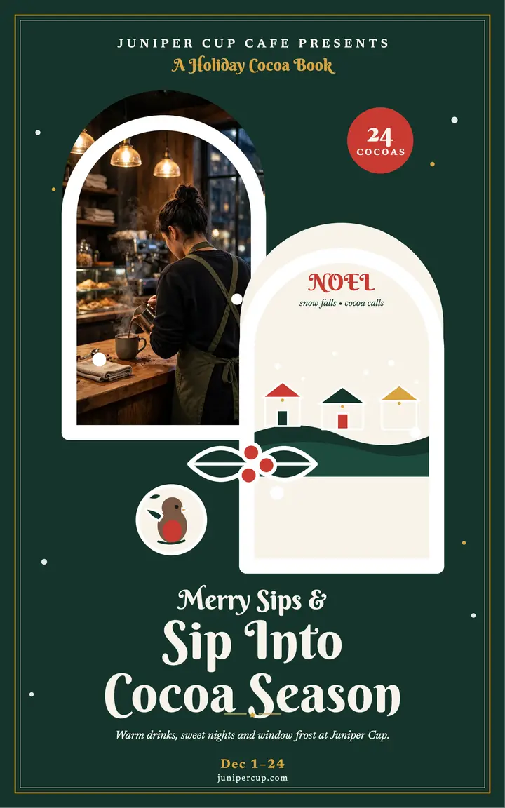 Juniper Cup Cocoa Season window cover template