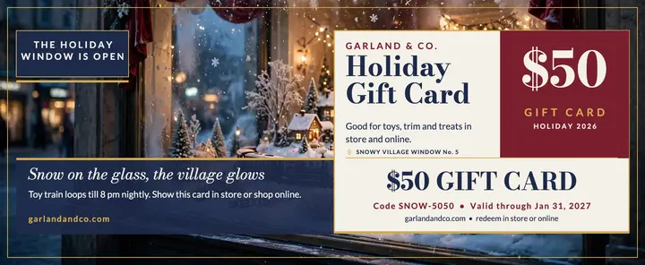 Garland and Co holiday window gift voucher: holiday gift voucher template
