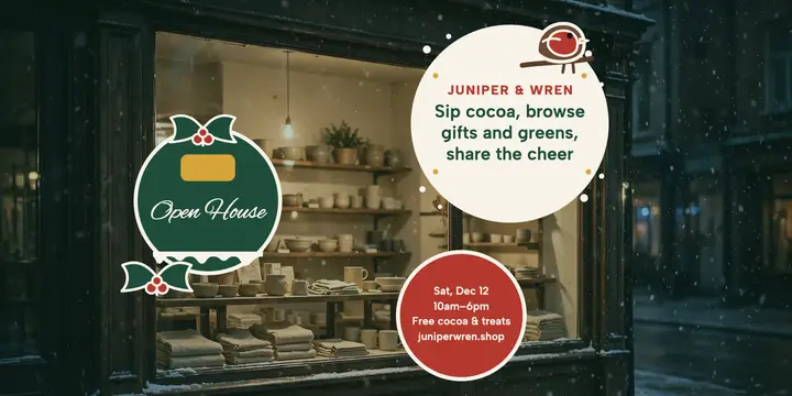 Juniper and Wren holiday open house window post template
