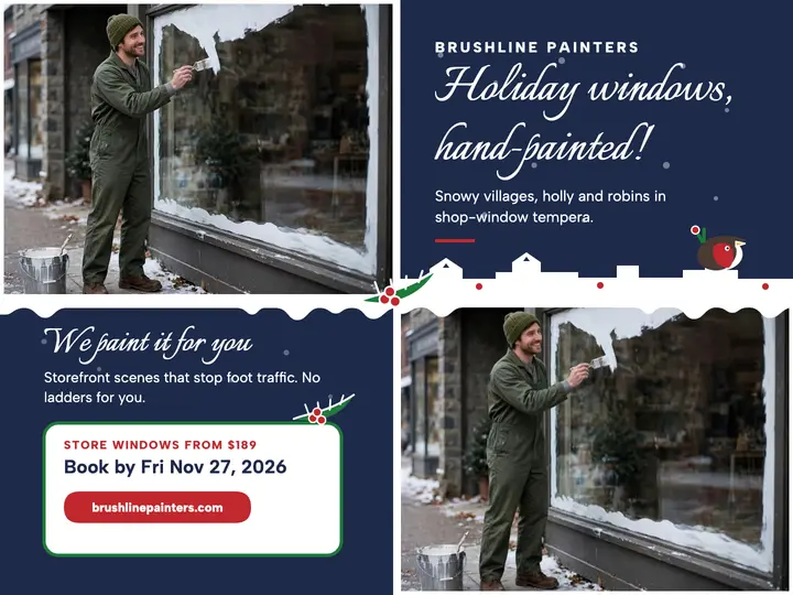 Brushline holiday window painters slide template
