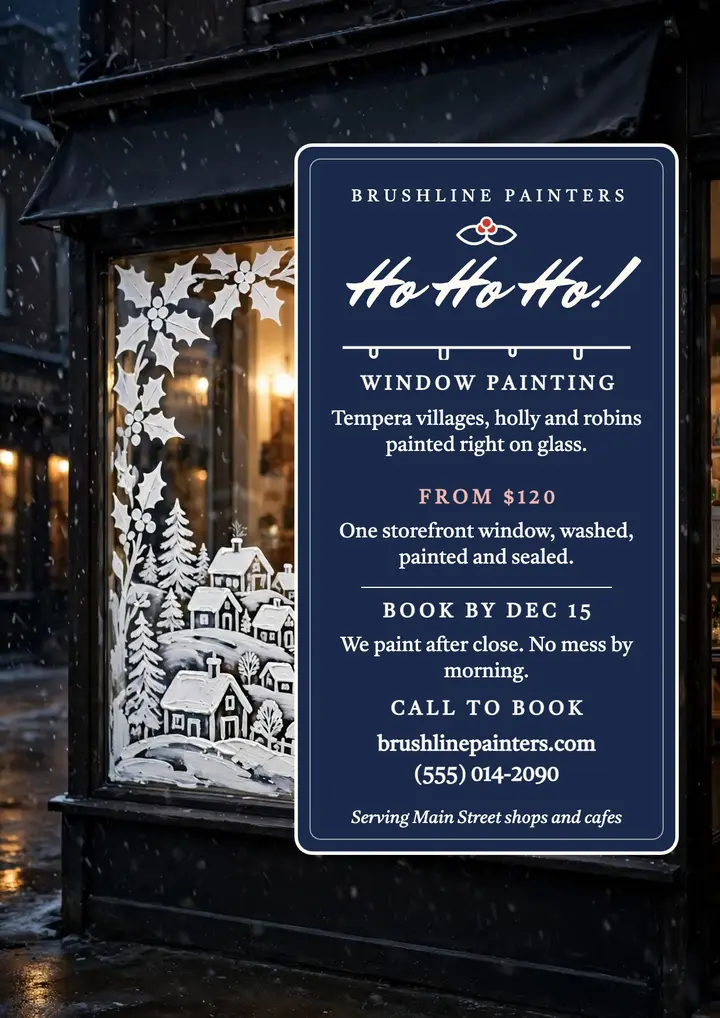 Brushline holiday window painting flyer template