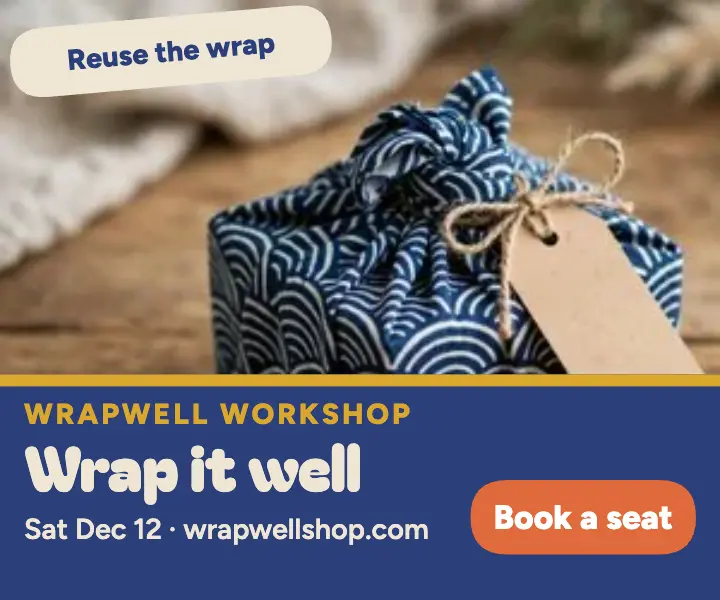 Wrapwell holiday gift-wrap workshop ad template
