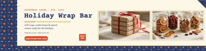 Paperwrap Crumb holiday wrap bar banner: holiday gift wrap banner template